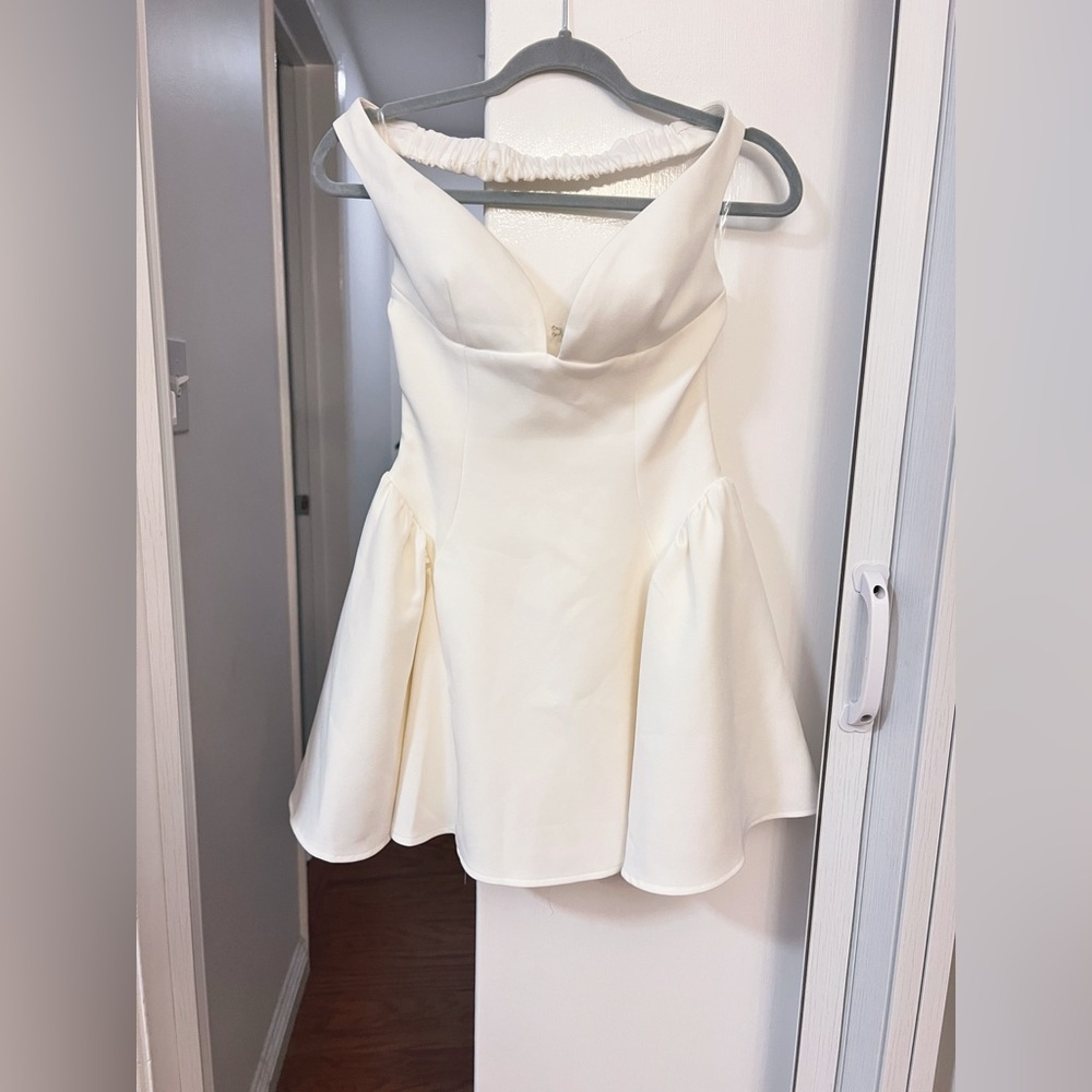 BABYBOO MARLA MINI DRESS - IVORY Elegant Off-Shoulder White Dress S - Picture 2 of 10